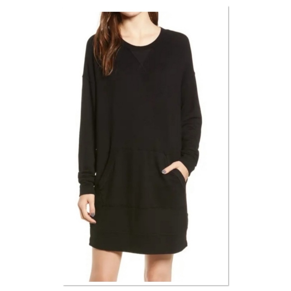 Splendid Women's Crewneck Sweater Dress Knit Long Sleeves Black Sz XS